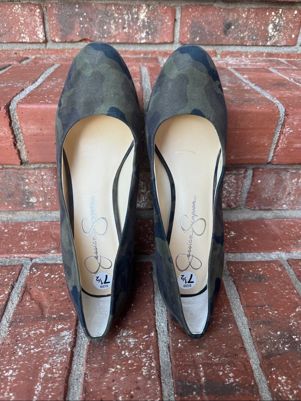 Jessica Simpson Nellah Camo Green Black High Heel Platform Pumps Women's 7.5